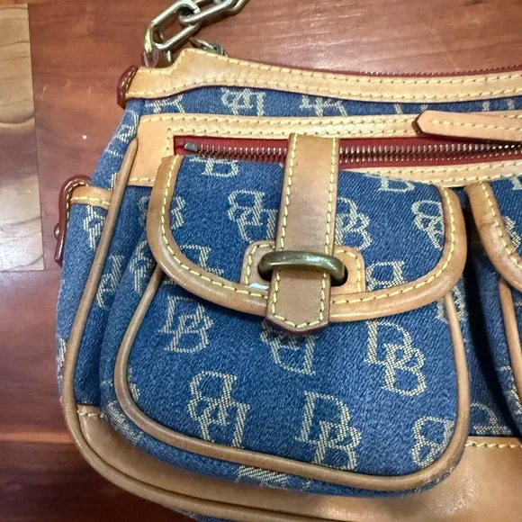 Dooney & Bourke Blue and Tan Shoulder Bag - Picture 2 of 16